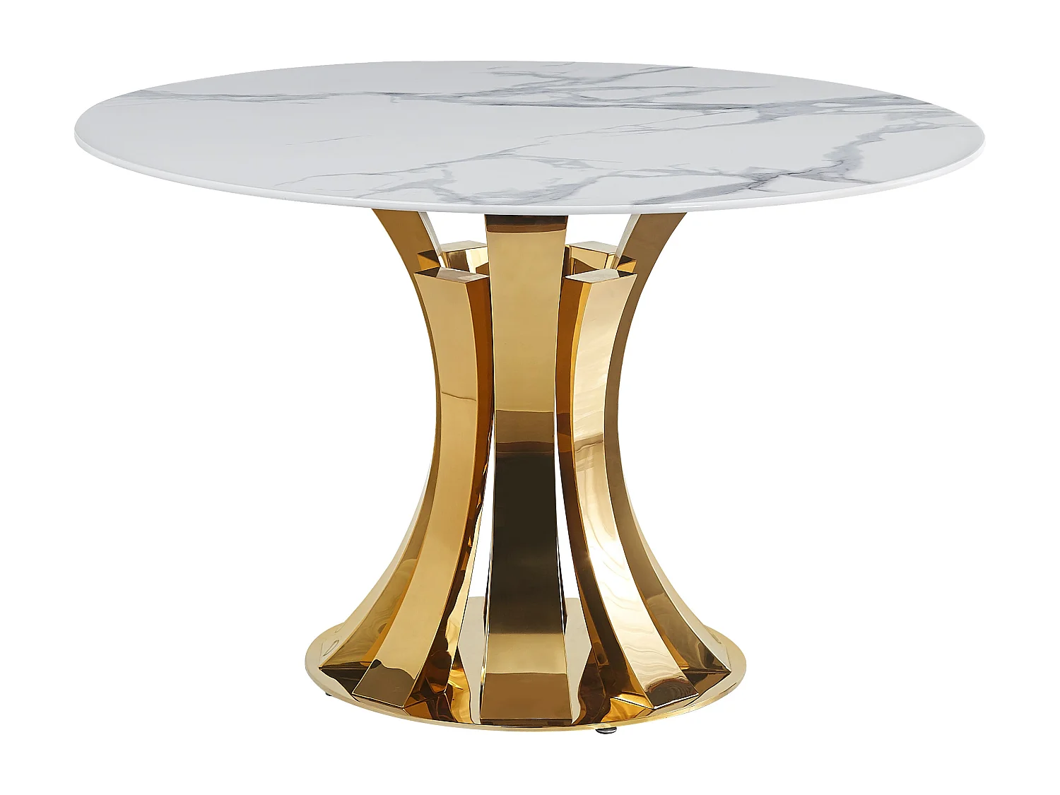 Table à Manger Ronde JUDITH – 120 cm – Pied Gold Élégant
