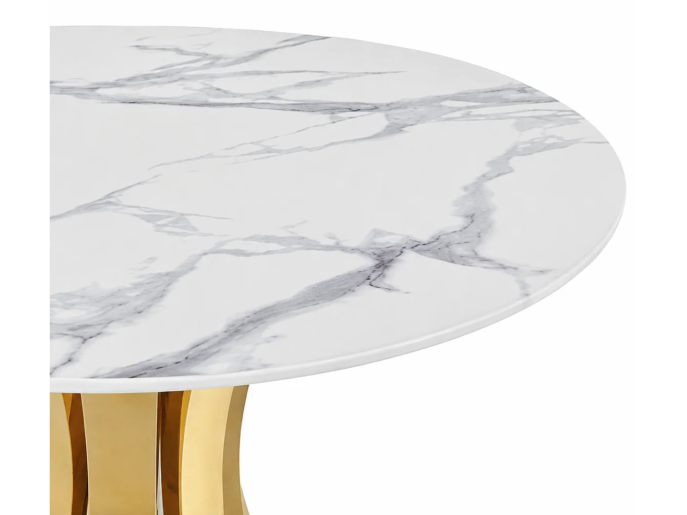 Table à Manger Ronde JUDITH – 120 cm – Pied Gold Élégant