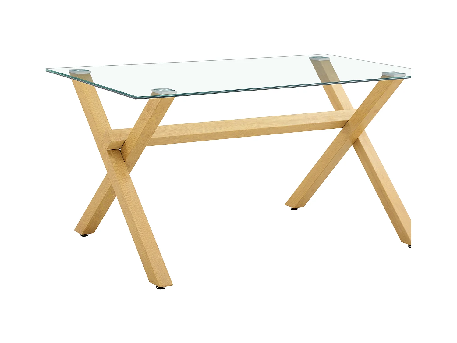 Table à Manger IXE – 180x90 cm – Bois XXL & Plateau Verre Transparent