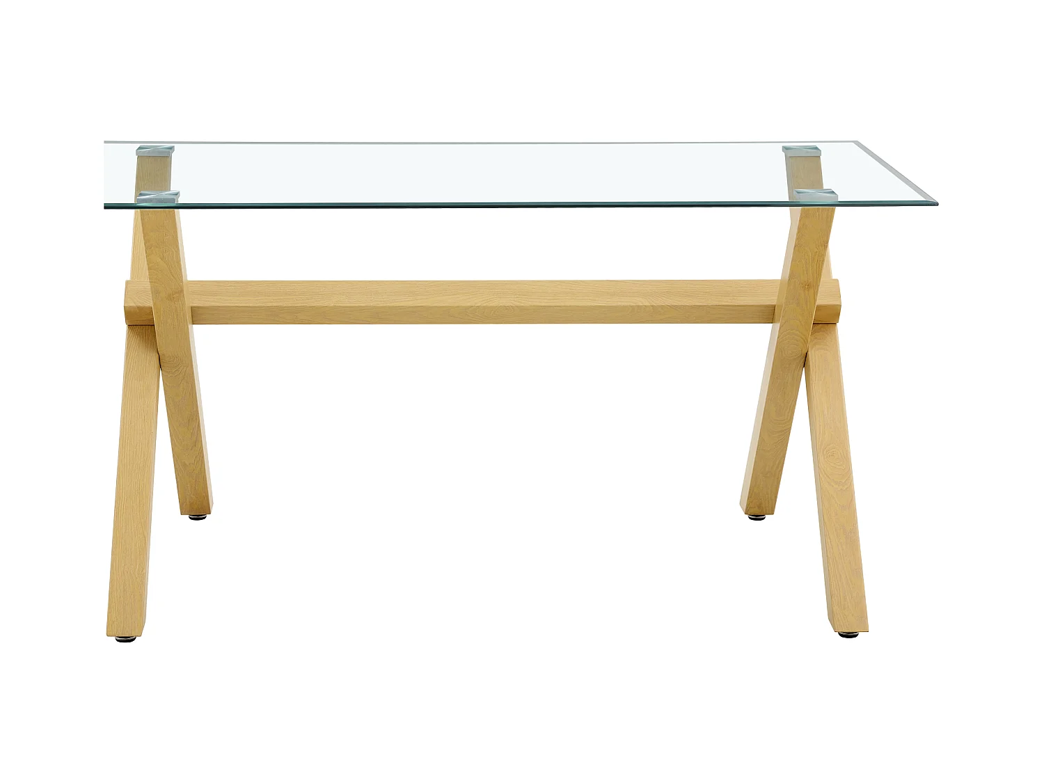 Table à Manger IXE – 180x90 cm – Bois XXL & Plateau Verre Transparent