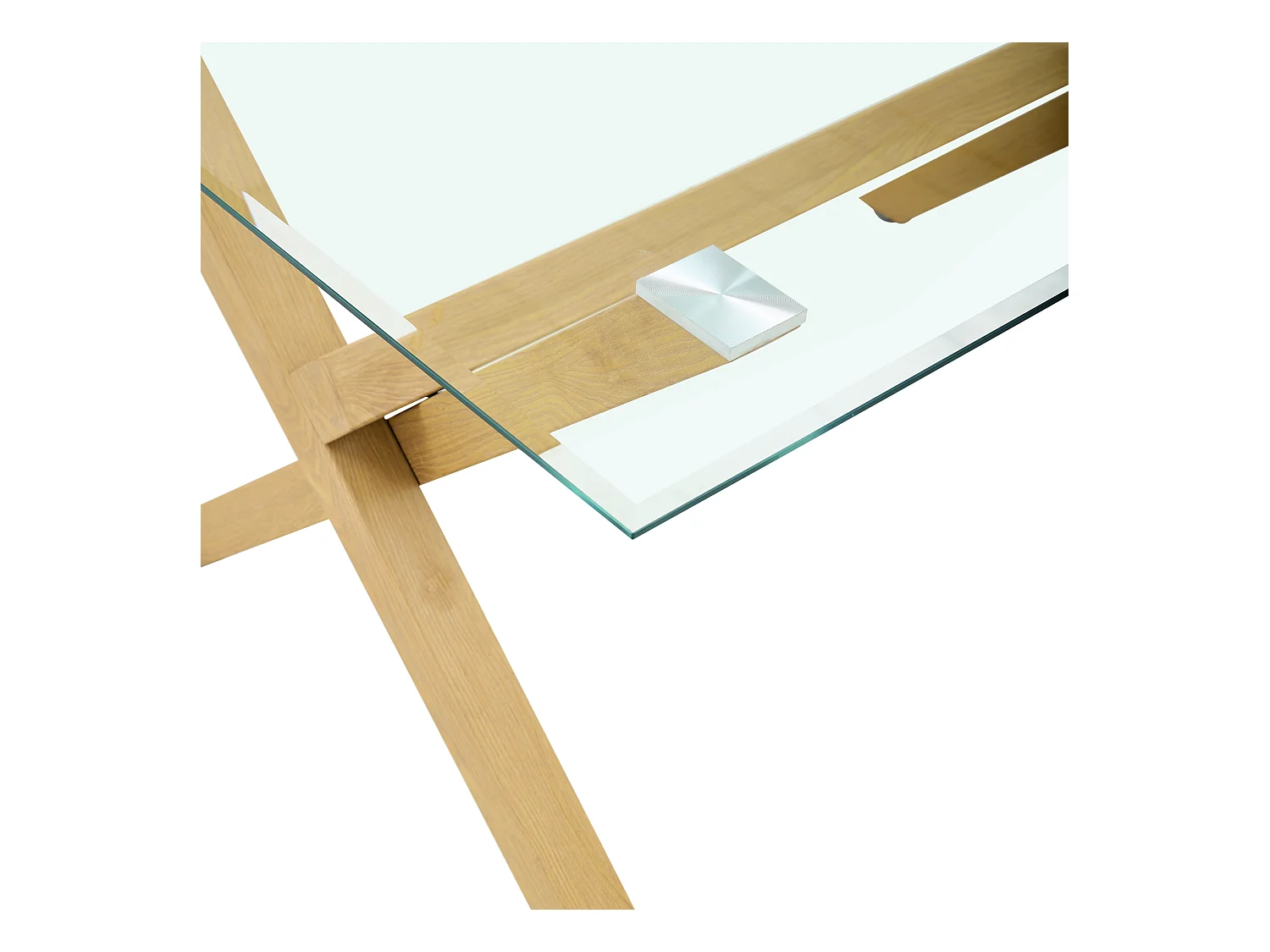 Table à Manger IXE – 180x90 cm – Bois XXL & Plateau Verre Transparent