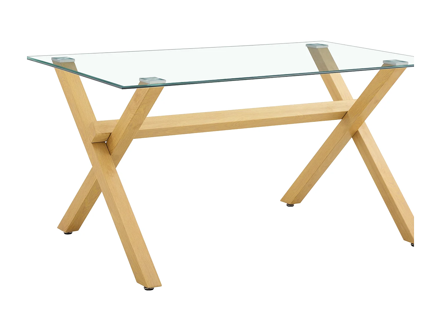 Table à Manger IXE – 180x90 cm – Bois XXL & Plateau Verre Transparent