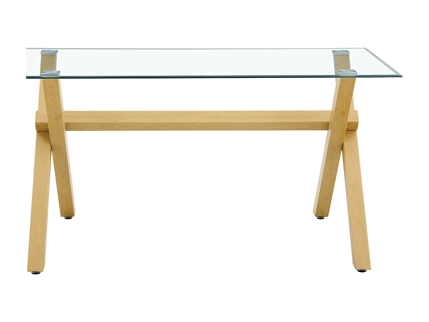 Table à Manger IXE – 180x90 cm – Bois XXL & Plateau Verre Transparent