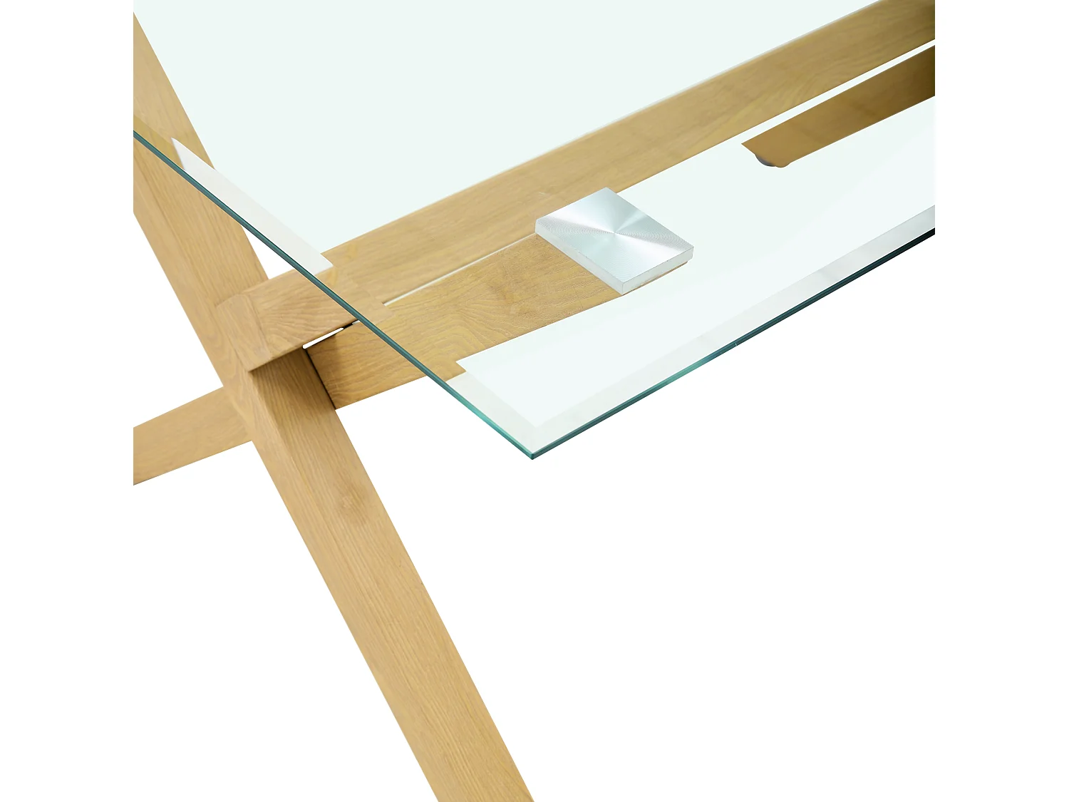 Table à Manger IXE – 180x90 cm – Bois XXL & Plateau Verre Transparent