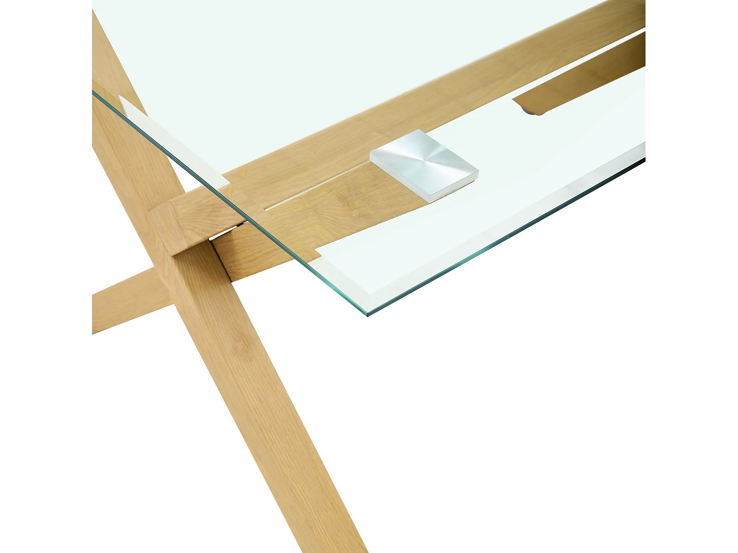 Table à Manger IXE – 180x90 cm – Bois XXL & Plateau Verre Transparent
