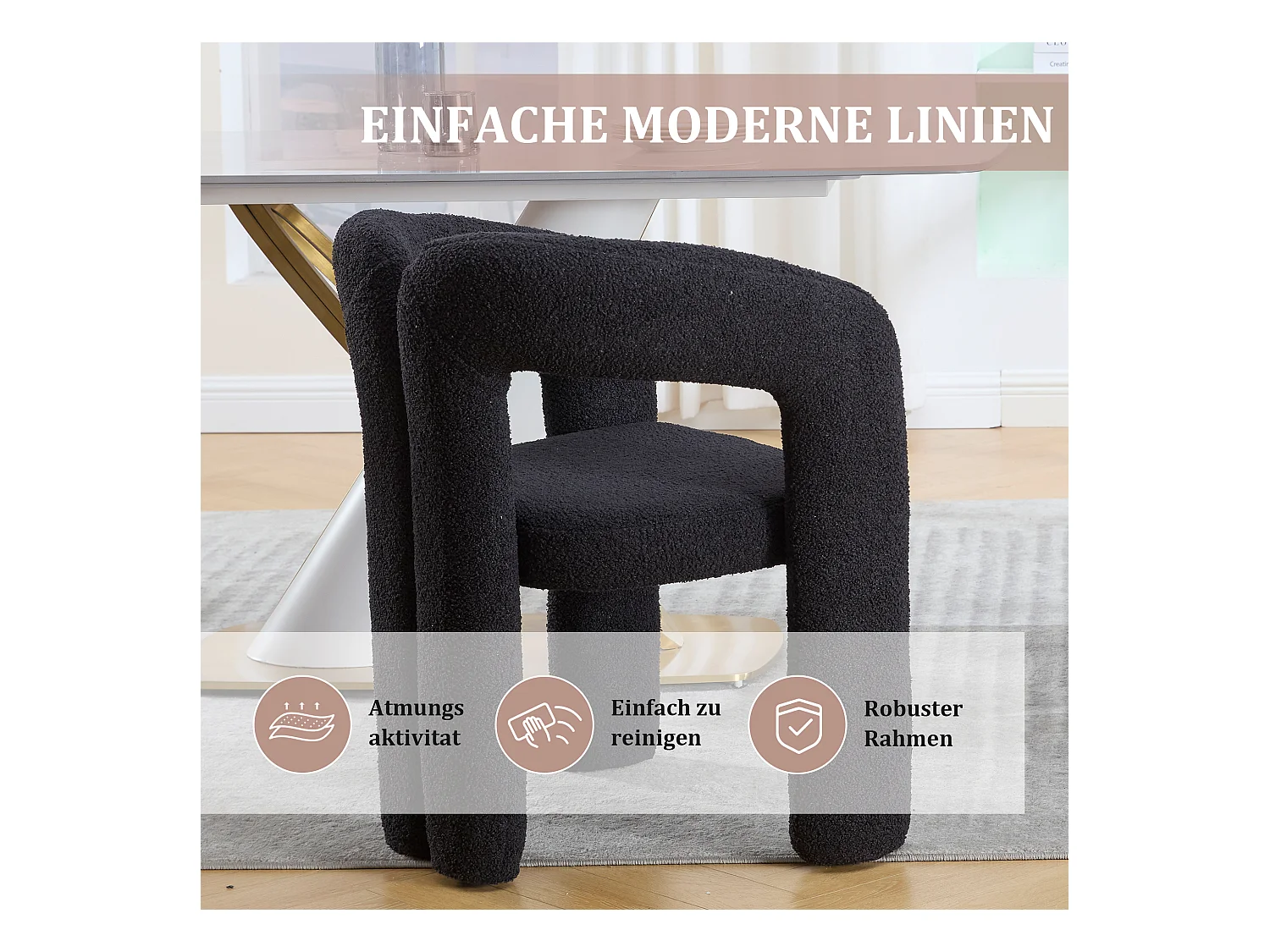 Lot de 2 fauteuils ergonomiques avec velours - 61 x 52 x 71 cm - pour le salon ou le bureau - velours - noir