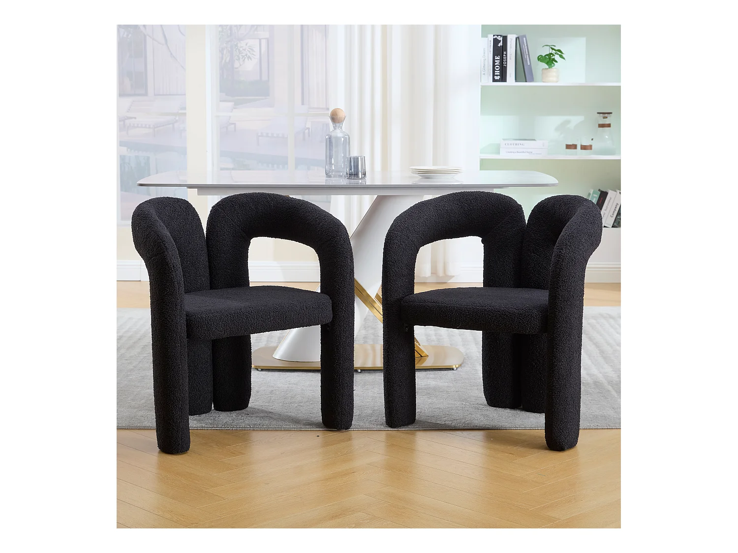 Lot de 2 fauteuils ergonomiques avec velours - 61 x 52 x 71 cm - pour le salon ou le bureau - velours - noir