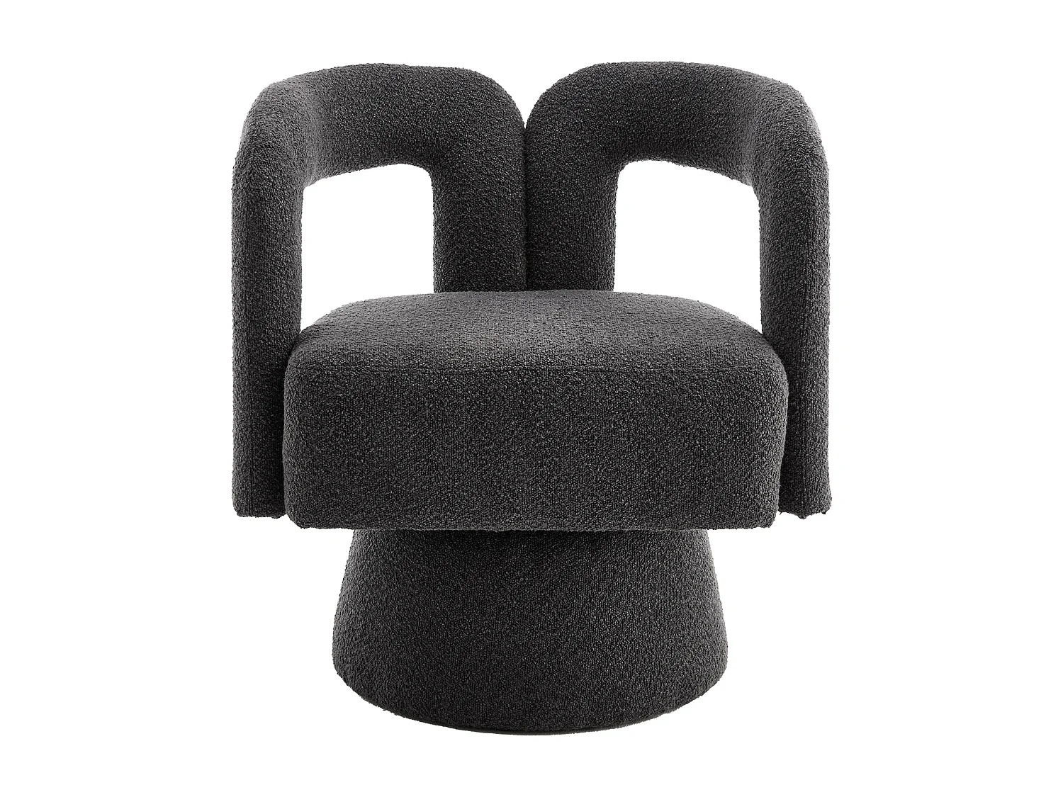 Fauteuils d'appoint pivotants à 360 degrés - 67 x 55 x 74 cm - avec coussins larges - Boucle - gris foncé