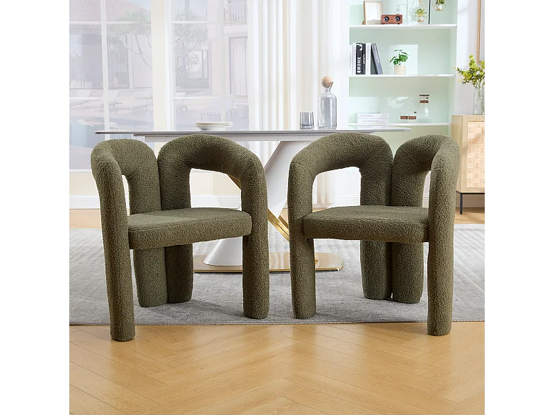 Lot de 2 fauteuils ergonomiques avec velours - 61 x 52 x 71 cm - pour le salon ou le bureau - velours - vert olive