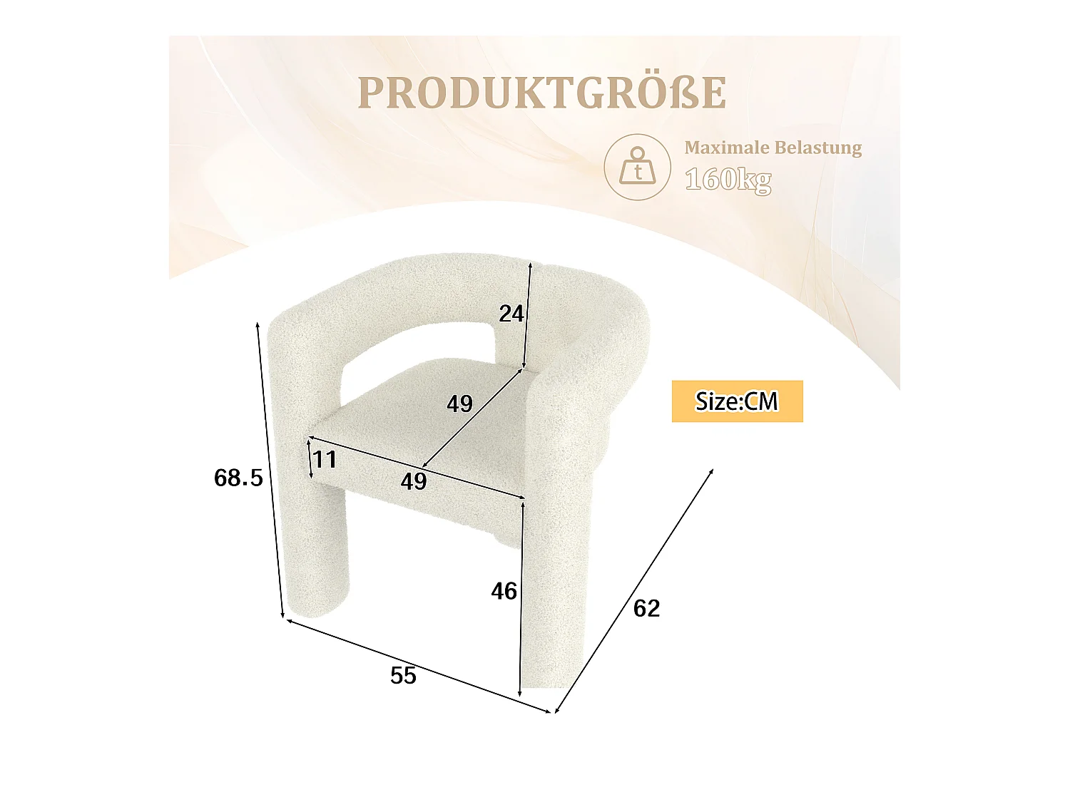 Fauteuil ergonomique en velours - 55 x 62 x 68.5 cm - fauteuil moderne et polyvalent - velours - blanc