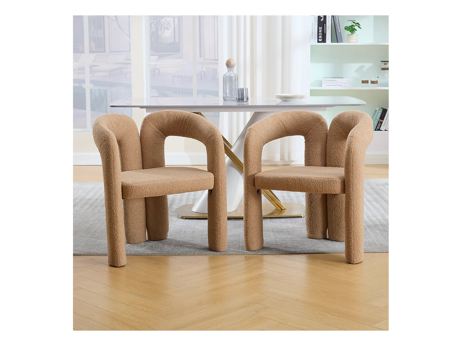 Lot de 2 fauteuils ergonomiques avec velours - 61 x 52 x 71 cm - pour le salon ou le bureau - velours - Camel