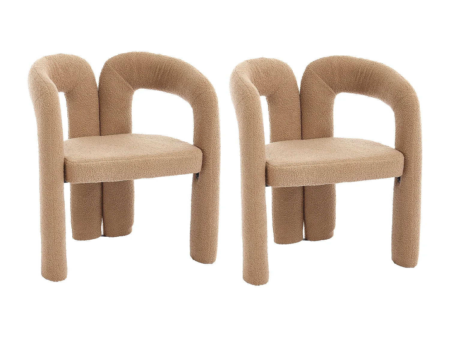 Lot de 2 fauteuils ergonomiques avec velours - 61 x 52 x 71 cm - pour le salon ou le bureau - velours - Camel