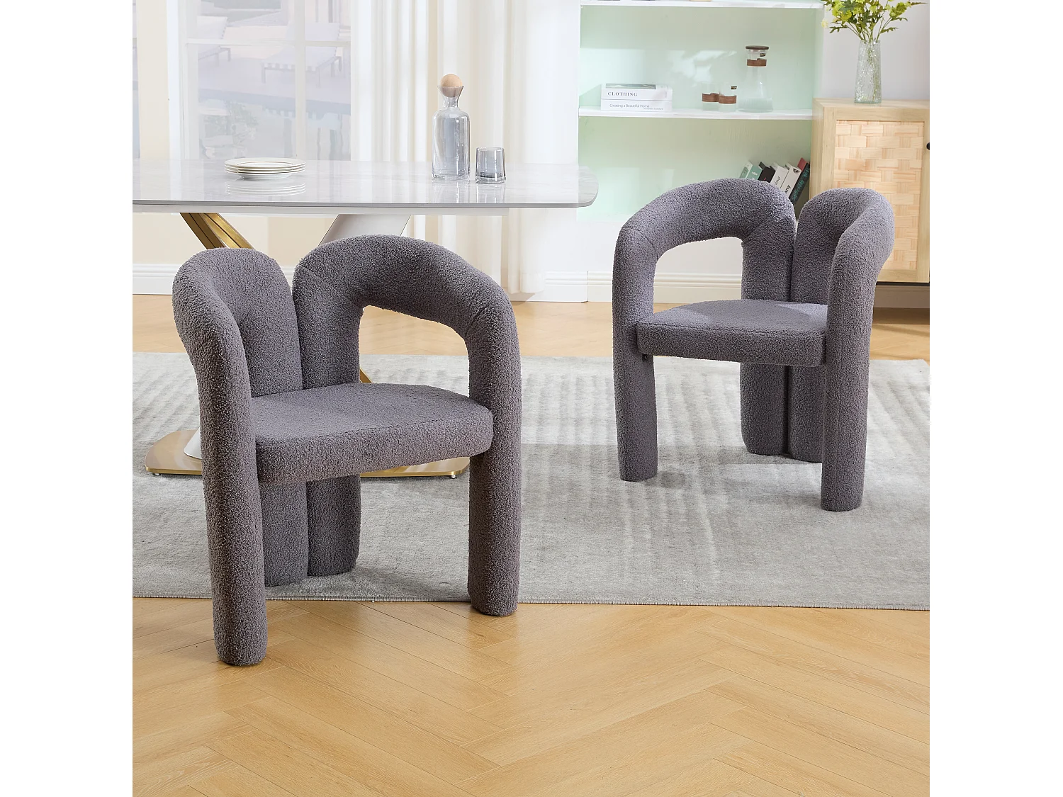 Lot de 2 fauteuils ergonomiques avec velours - 61 x 52 x 71 cm - pour le salon ou le bureau - velours - gris