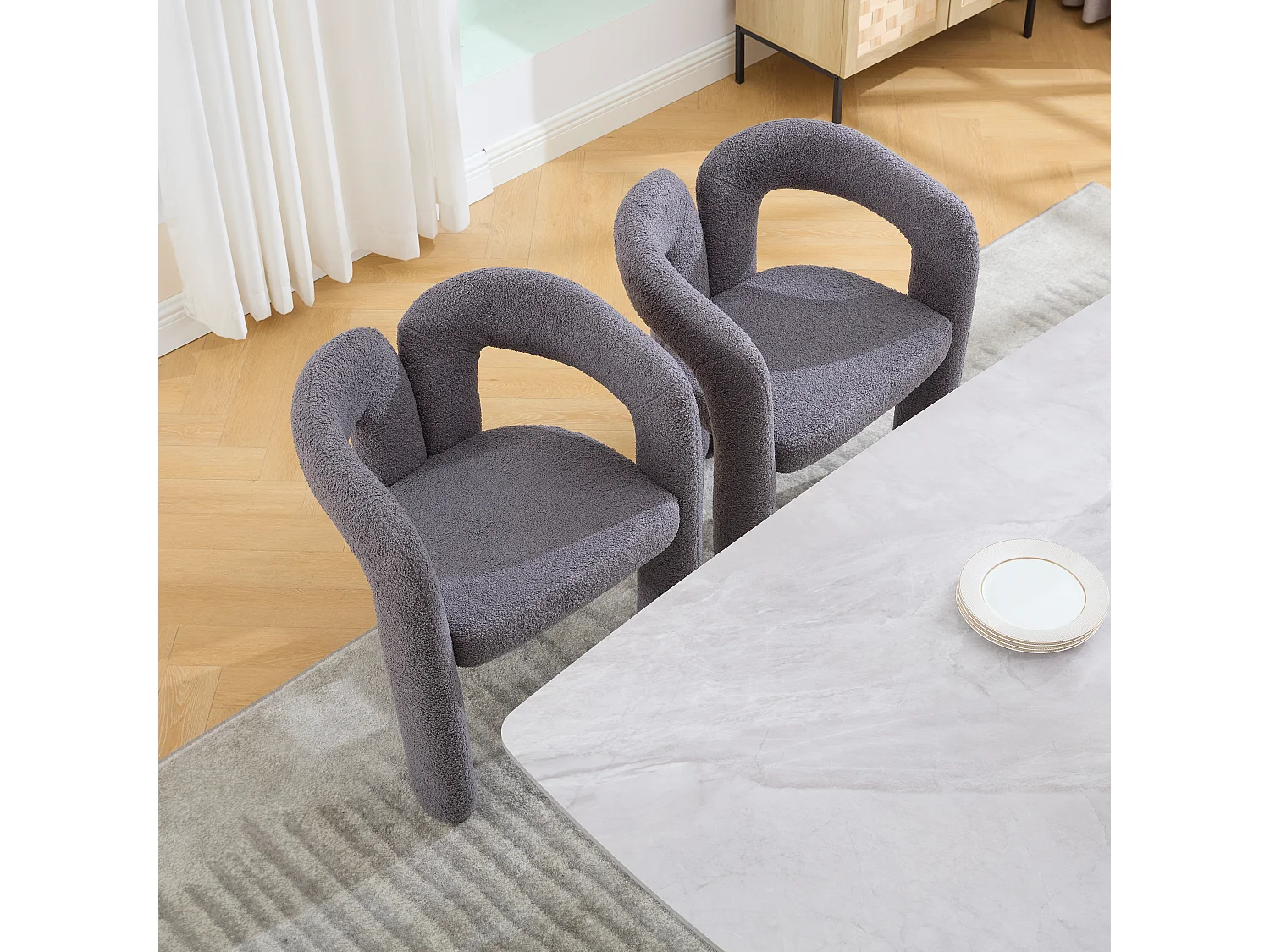 Lot de 2 fauteuils ergonomiques avec velours - 61 x 52 x 71 cm - pour le salon ou le bureau - velours - gris