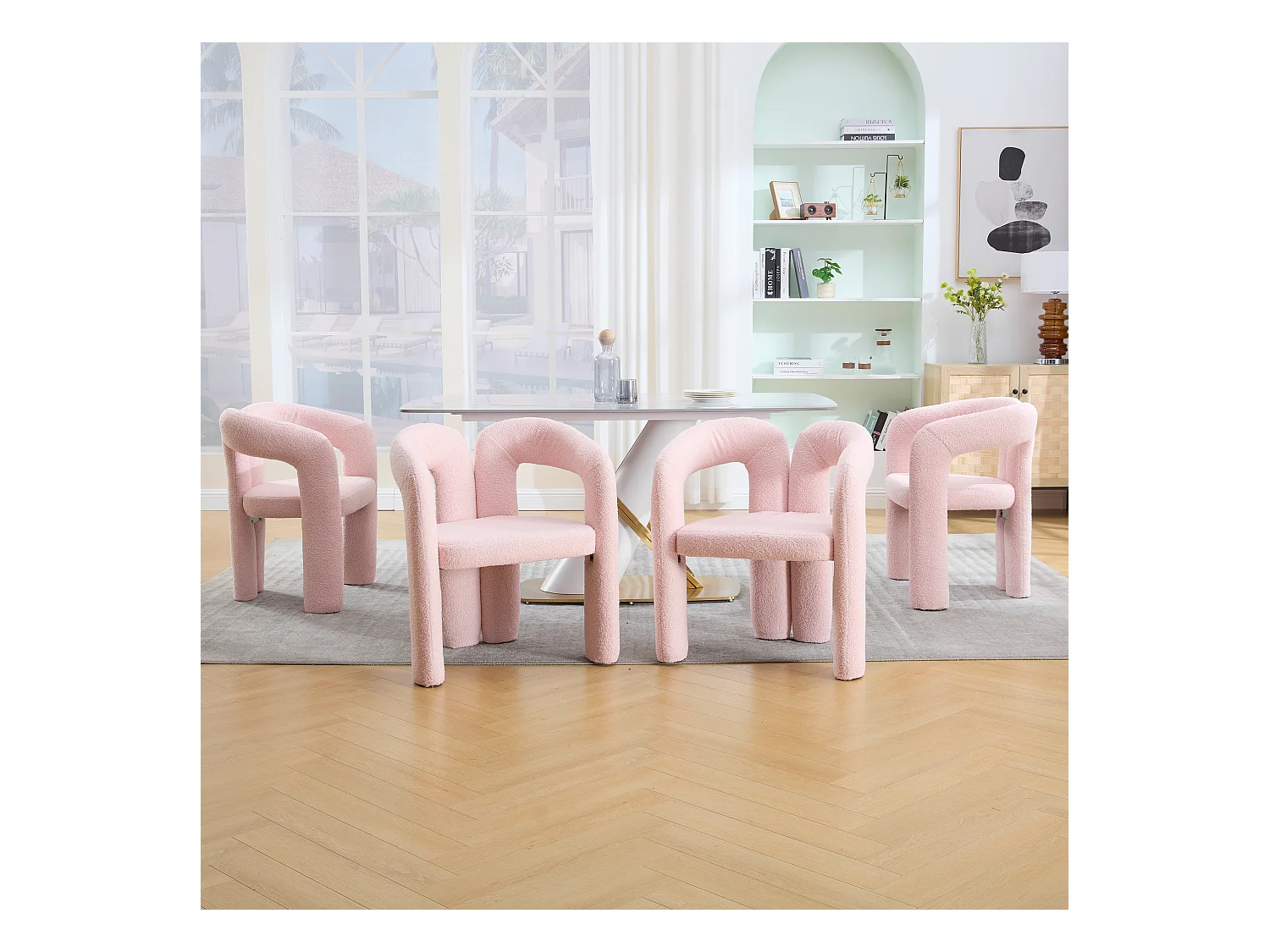 Lot de 2 fauteuils ergonomiques avec velours - 61 x 52 x 71 cm - pour le salon ou le bureau - velours - rose