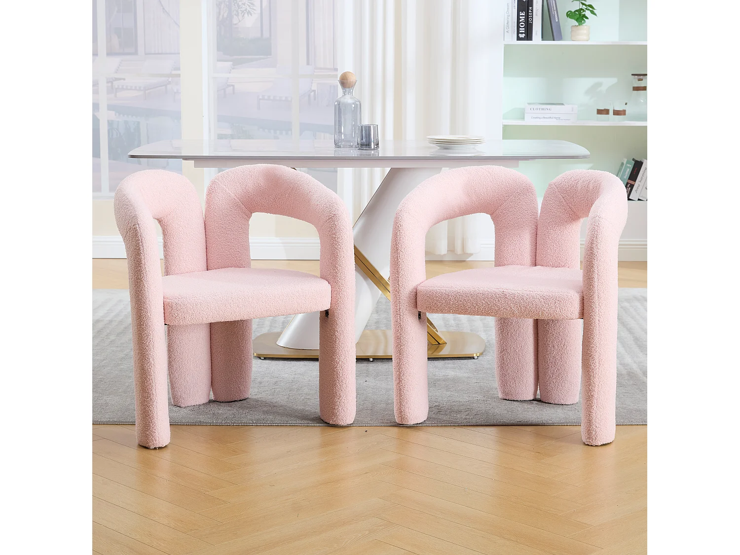 Lot de 2 fauteuils ergonomiques avec velours - 61 x 52 x 71 cm - pour le salon ou le bureau - velours - rose