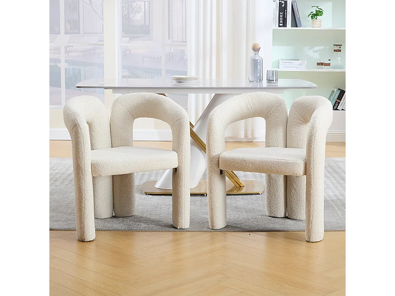 Lot de 2 fauteuils ergonomiques avec velours - 61 x 52 x 71 cm - pour le salon ou le bureau - velours - beige