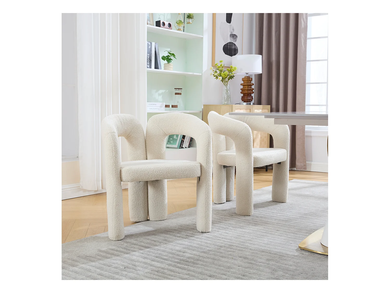Lot de 2 fauteuils ergonomiques avec velours - 61 x 52 x 71 cm - pour le salon ou le bureau - velours - beige