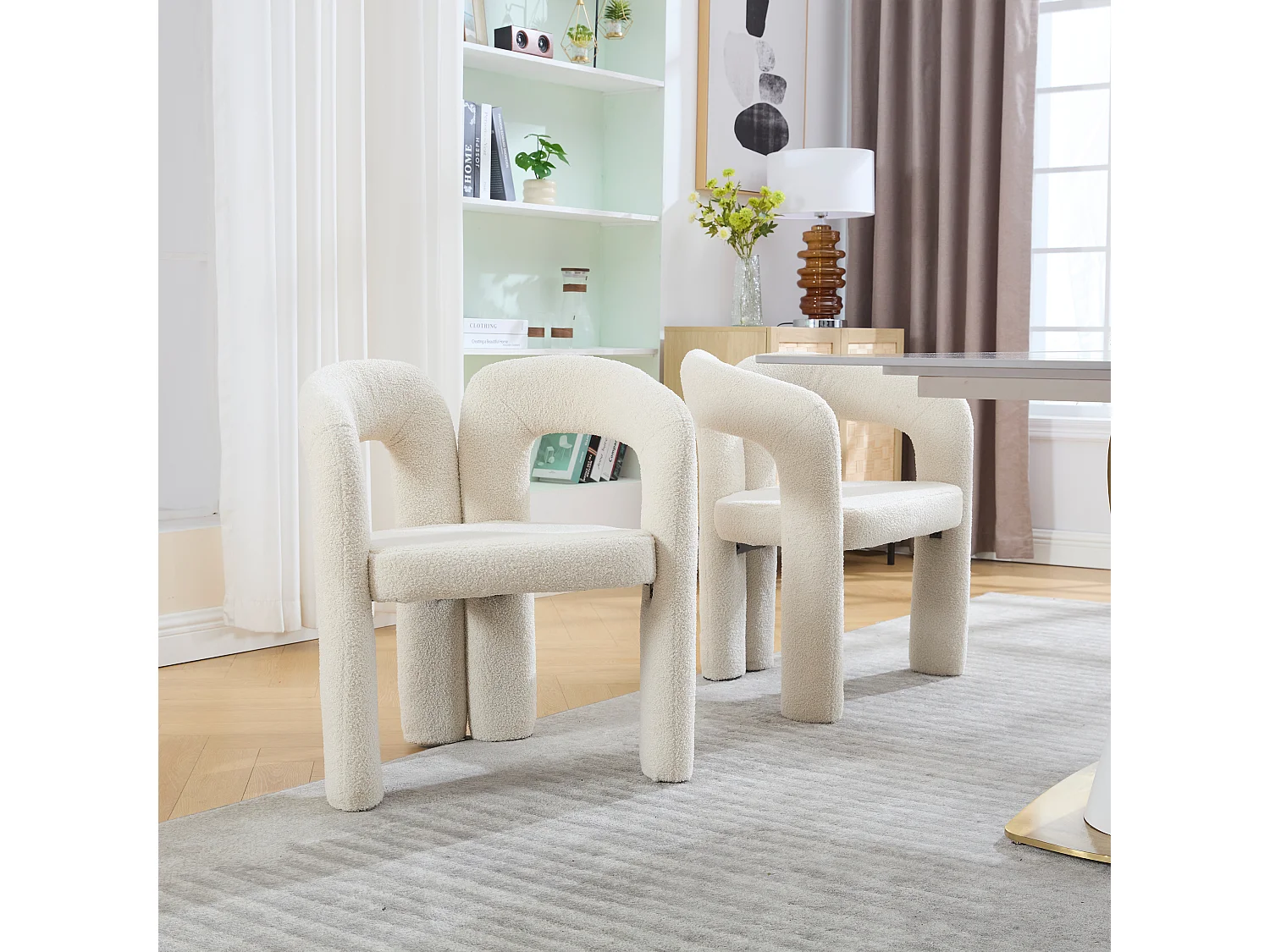 Lot de 2 fauteuils ergonomiques avec velours - 61 x 52 x 71 cm - pour le salon ou le bureau - velours - beige