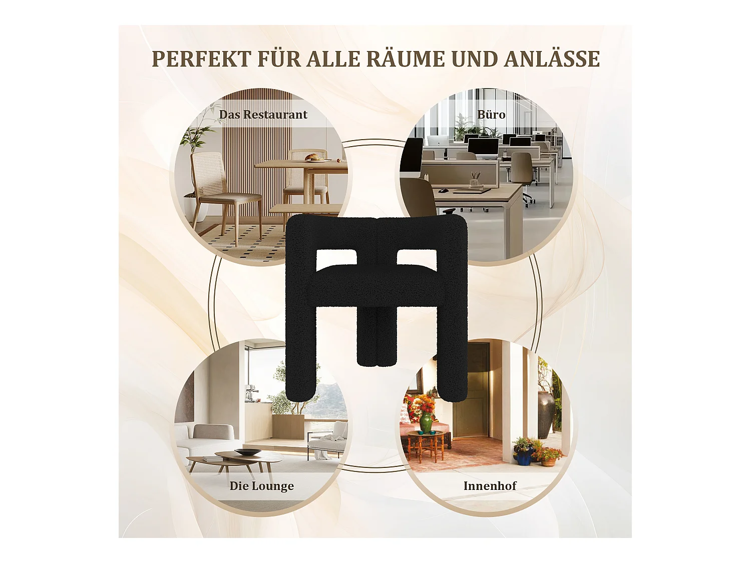 Fauteuil ergonomique en velours - 55 x 62 x 68.5 cm - fauteuil moderne et polyvalent - velours - noir