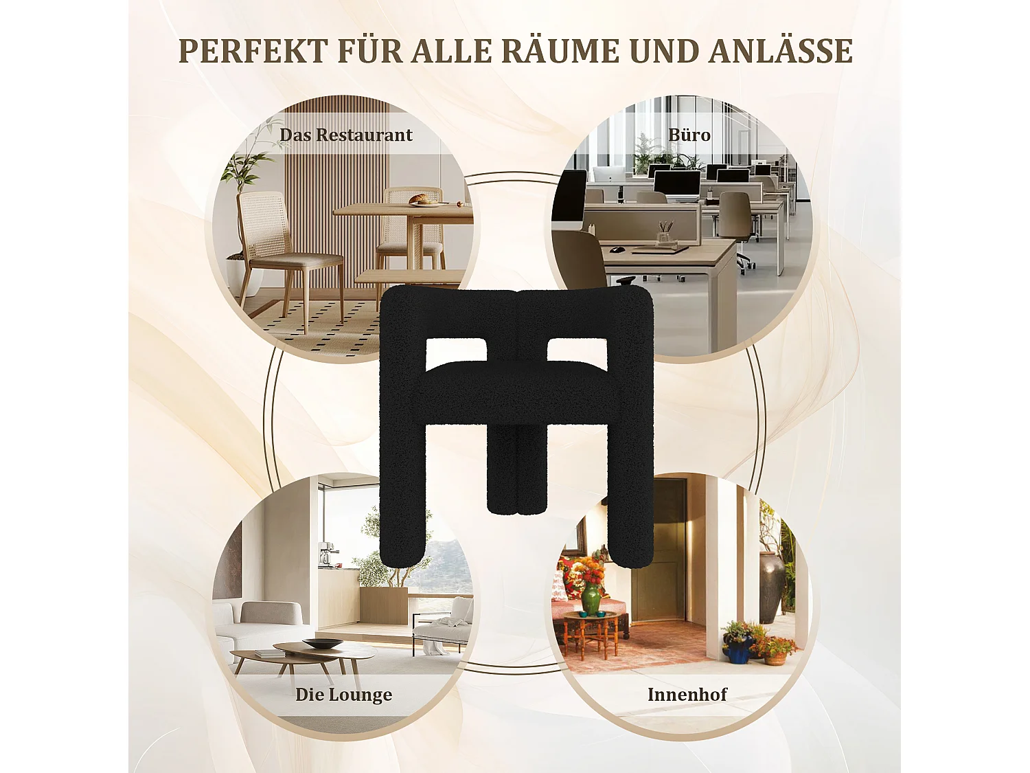 Fauteuil ergonomique en velours - 55 x 62 x 68.5 cm - fauteuil moderne et polyvalent - velours - noir