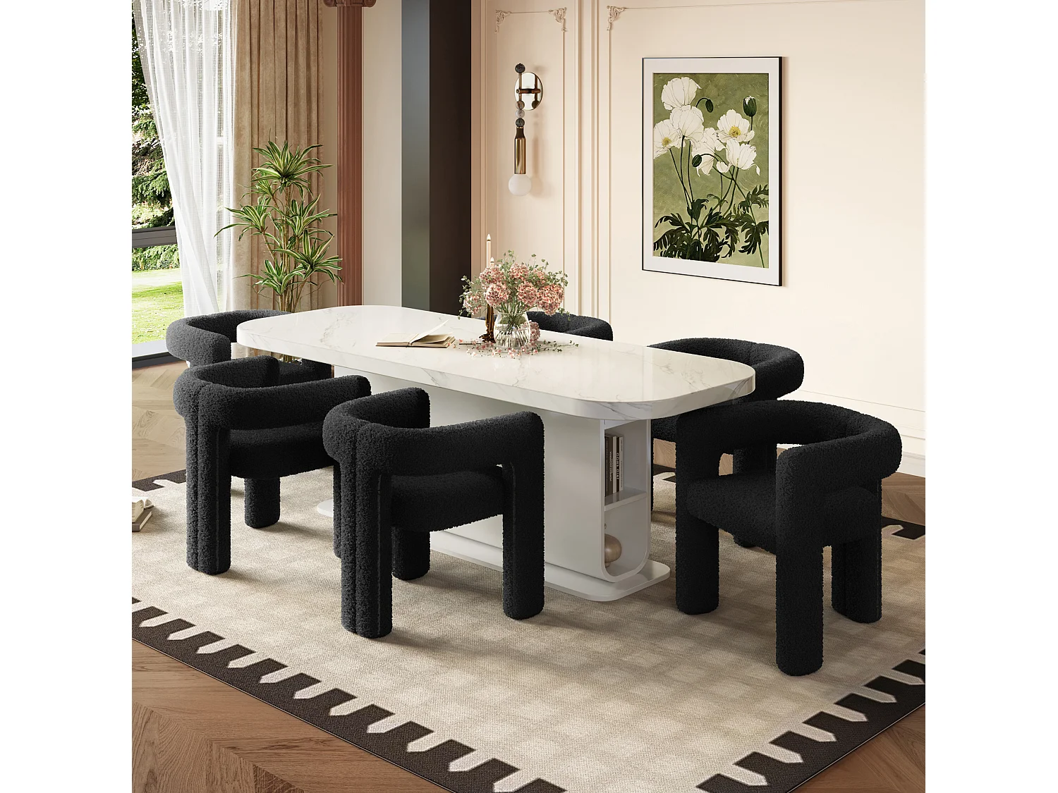 Fauteuil ergonomique en velours - 55 x 62 x 68.5 cm - fauteuil moderne et polyvalent - velours - noir