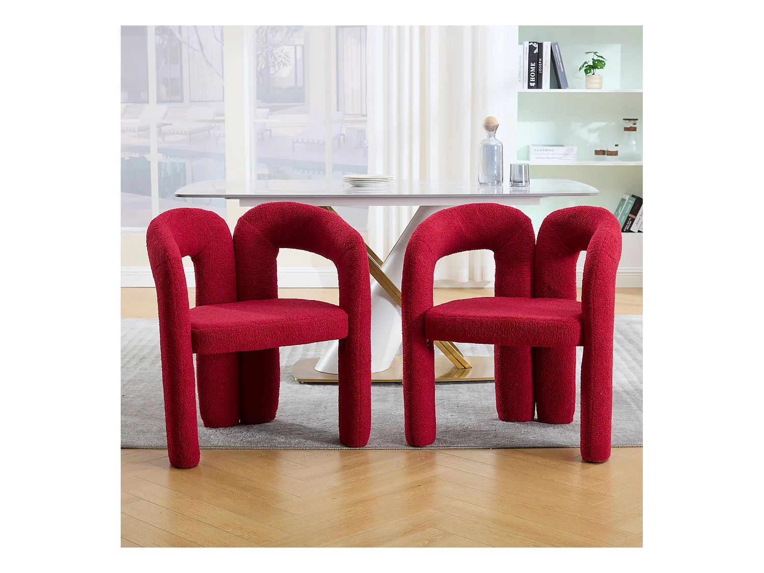 Lot de 2 fauteuils ergonomiques avec velours - 61 x 52 x 71 cm - pour le salon ou le bureau - velours - rouge