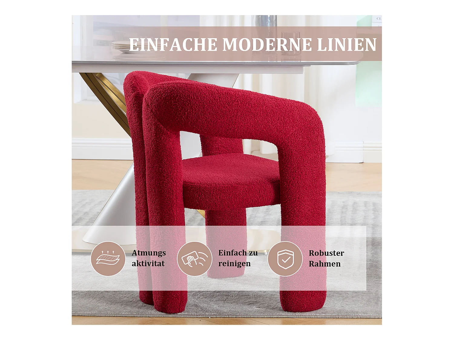 Lot de 2 fauteuils ergonomiques avec velours - 61 x 52 x 71 cm - pour le salon ou le bureau - velours - rouge