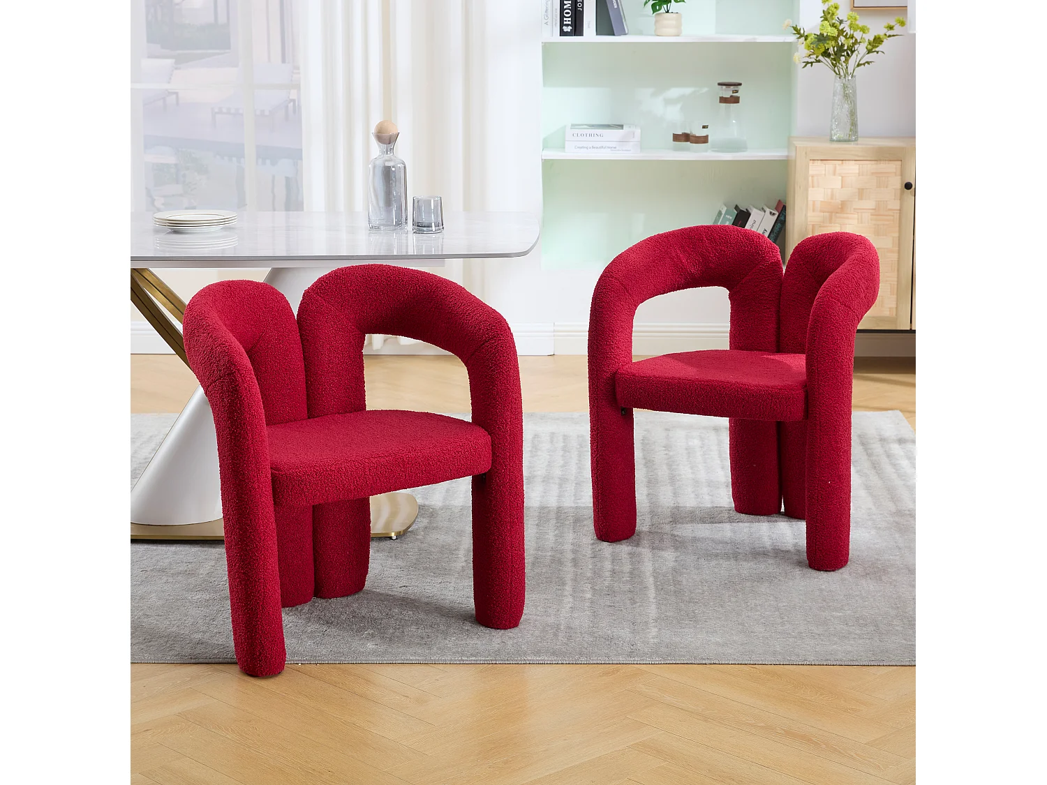 Lot de 2 fauteuils ergonomiques avec velours - 61 x 52 x 71 cm - pour le salon ou le bureau - velours - rouge