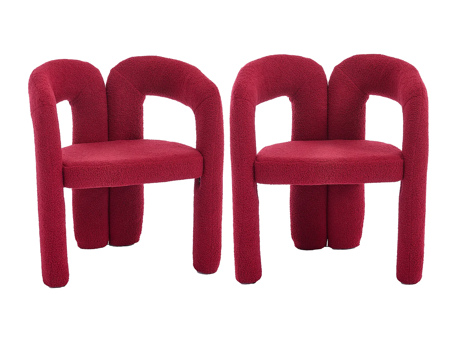Lot de 2 fauteuils ergonomiques avec velours - 61 x 52 x 71 cm - pour le salon ou le bureau - velours - rouge