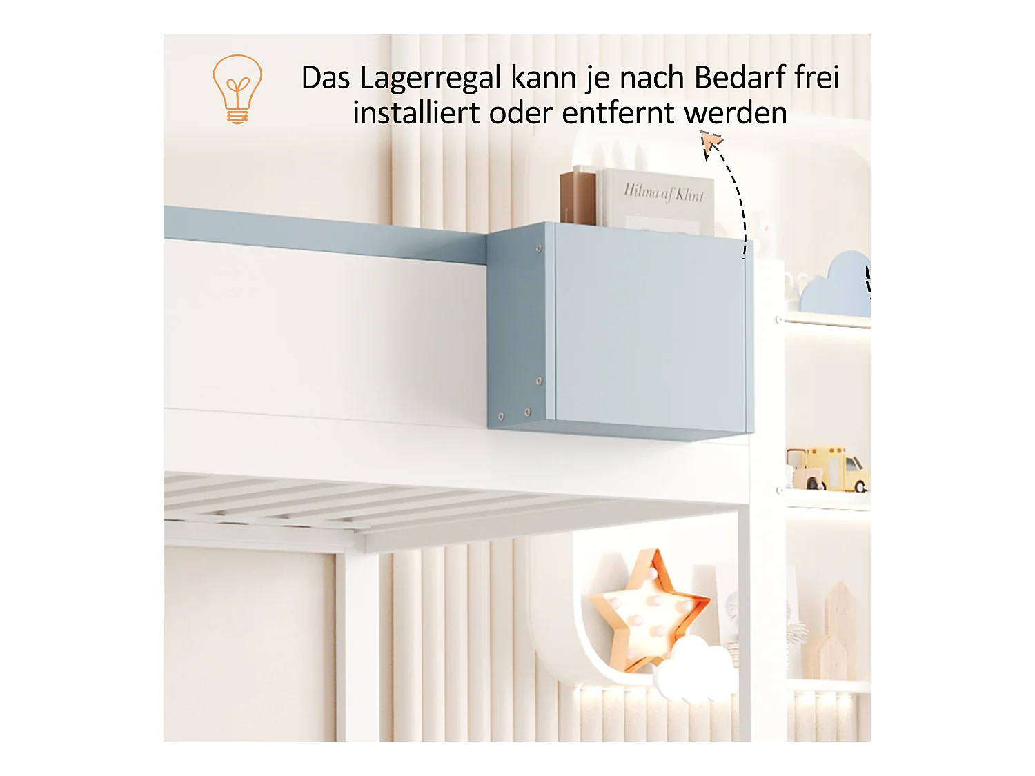 Łóżko piętrowe dla dzieci - 2 x 90 x 200 cm - z drabinką + 2 szuflady - drewno - biały + niebieski