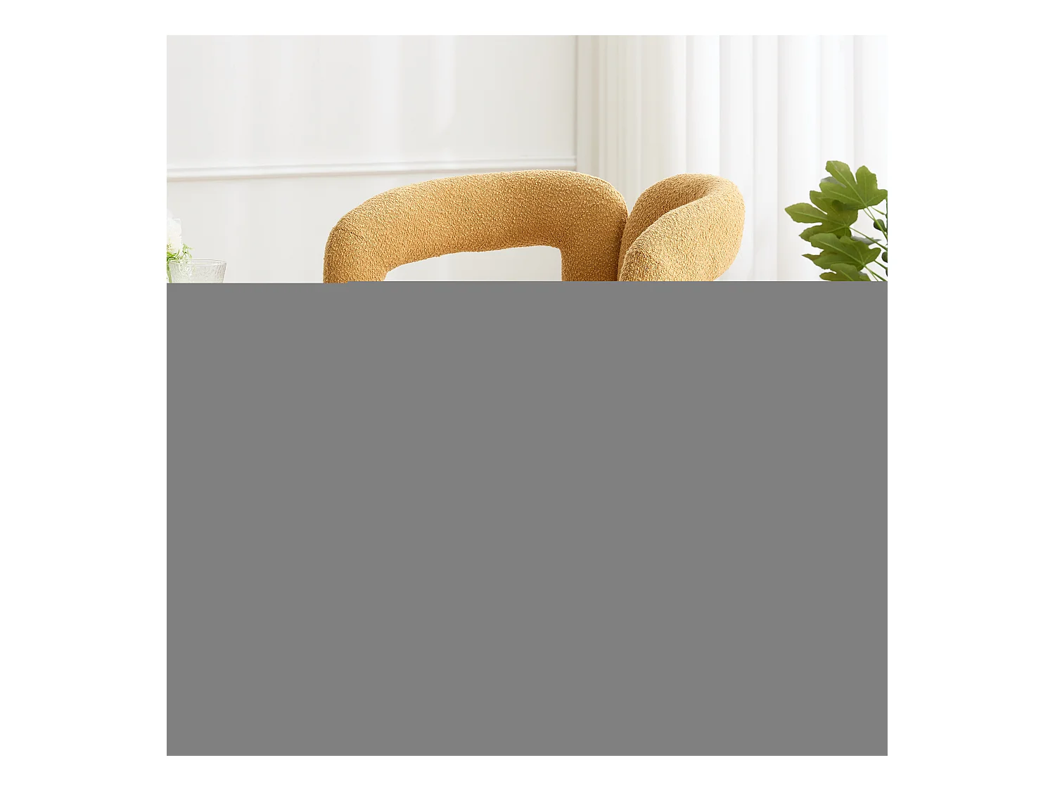 Fauteuils d'appoint pivotants à 360 degrés - 67 x 55 x 74 cm - avec coussins larges - Boucle - Jaune