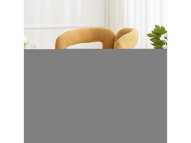 Fauteuils d'appoint pivotants à 360 degrés - 67 x 55 x 74 cm - avec coussins larges - Boucle - Jaune