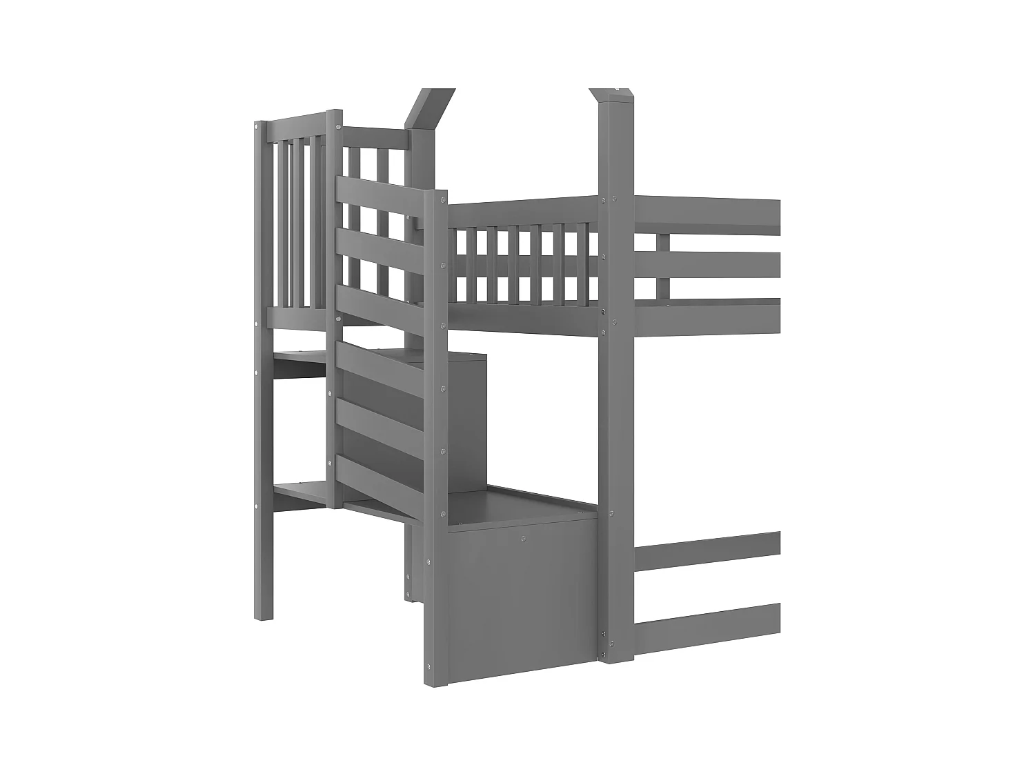 Beliche - 2 x 90 x 200 cm - com escada de armazenamento + escorregador - cama de cabine - madeira - cinza