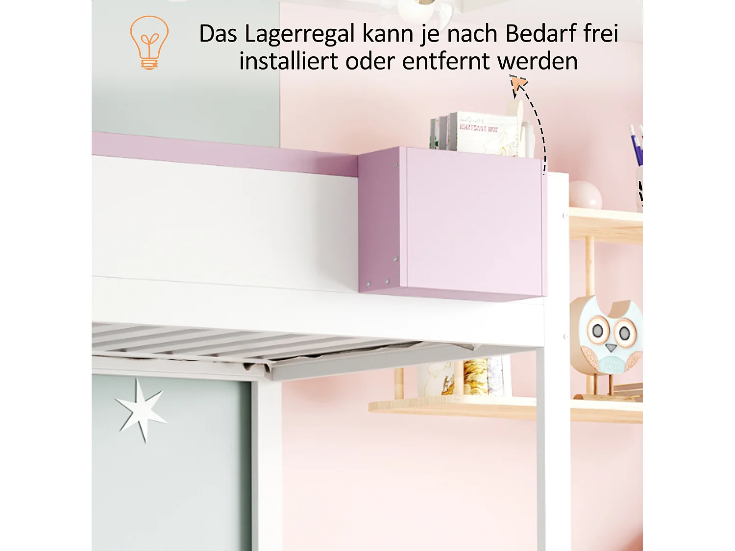 Lit superposés pour enfant - 2 x 90 x 200 cm - avec échelle de rangement + 2 tiroirs - bois - blanc + rose