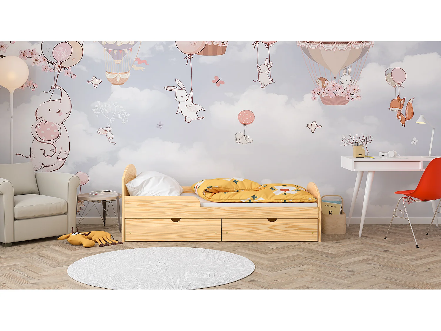 Lit simple en pin massif 180x80 Naturel