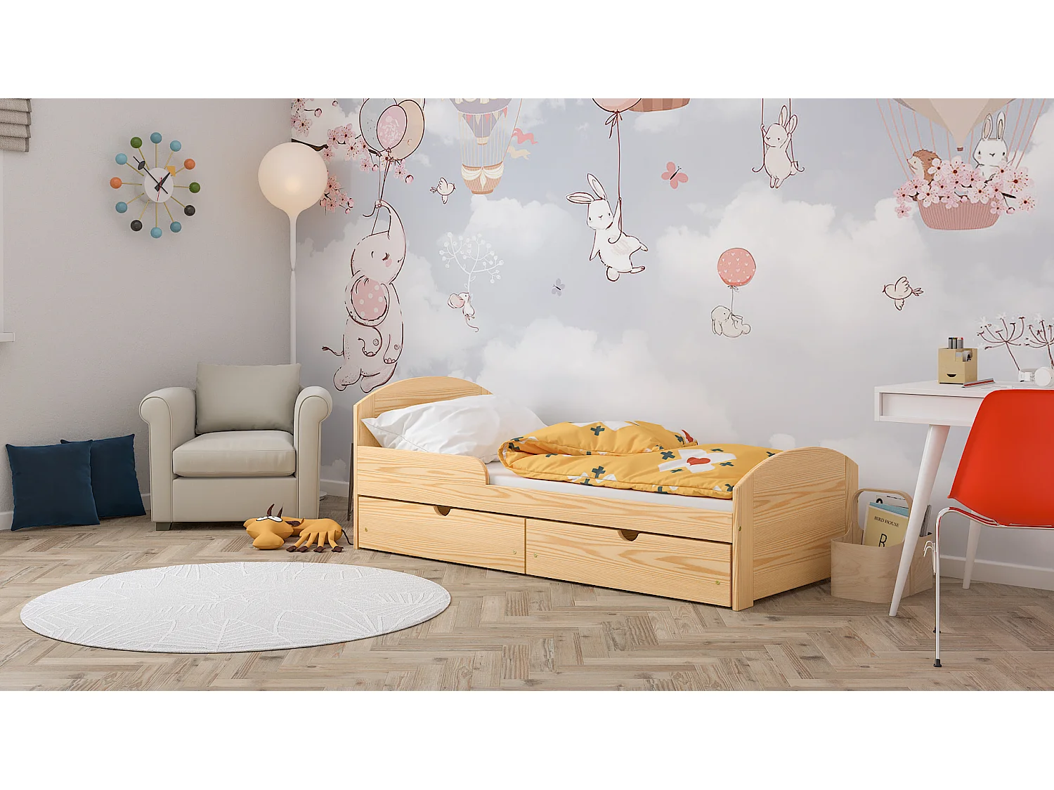 Lit simple en pin massif 180x80 Naturel