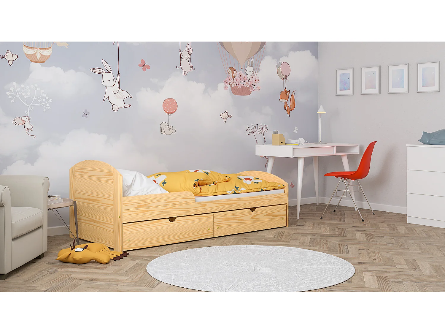 Lit simple en pin massif 180x80 Naturel