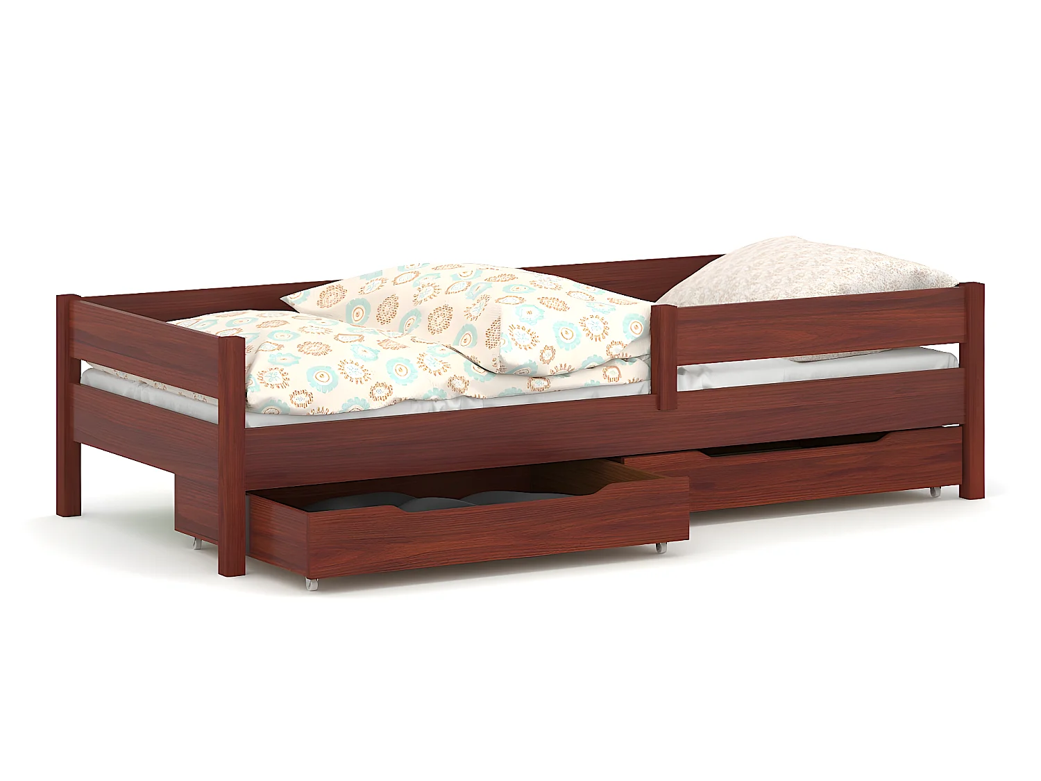 Lit simple en pin massif 180x80 Palissandre