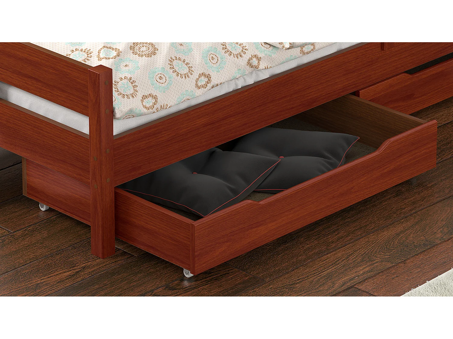 Lit simple en pin massif 180x80 Palissandre