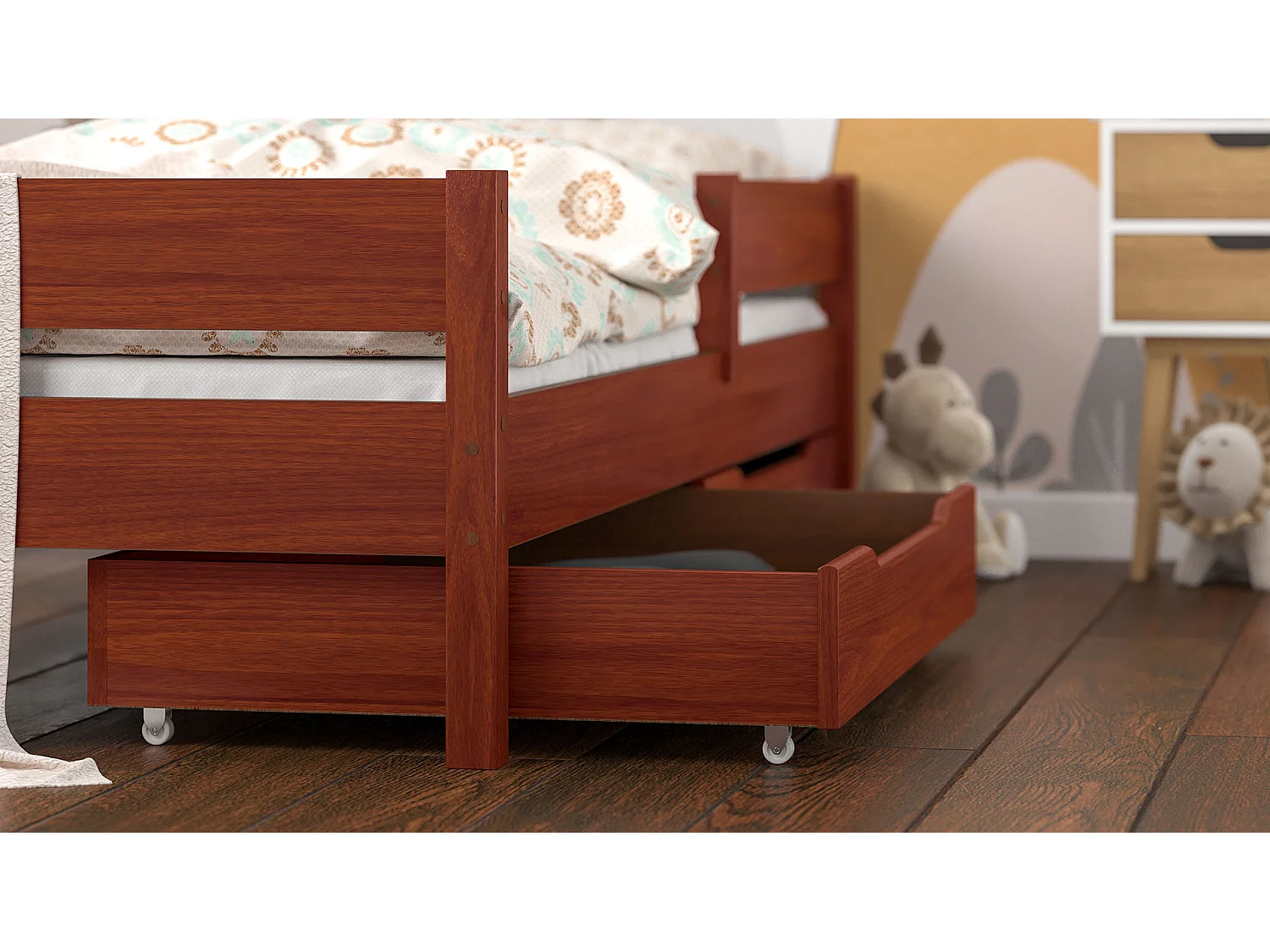 Lit simple en pin massif 180x80 Palissandre