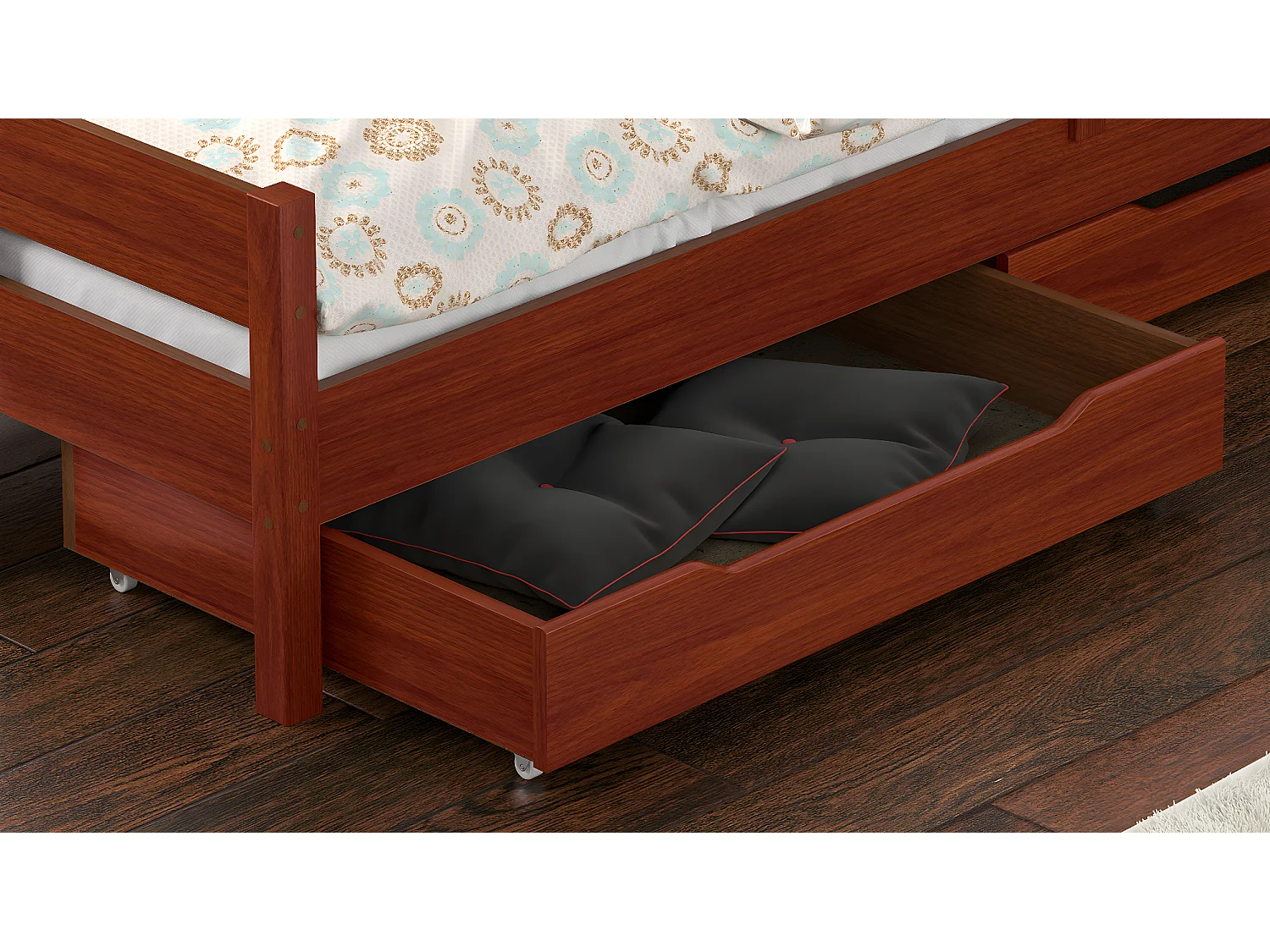 Lit simple en pin massif 180x80 Palissandre