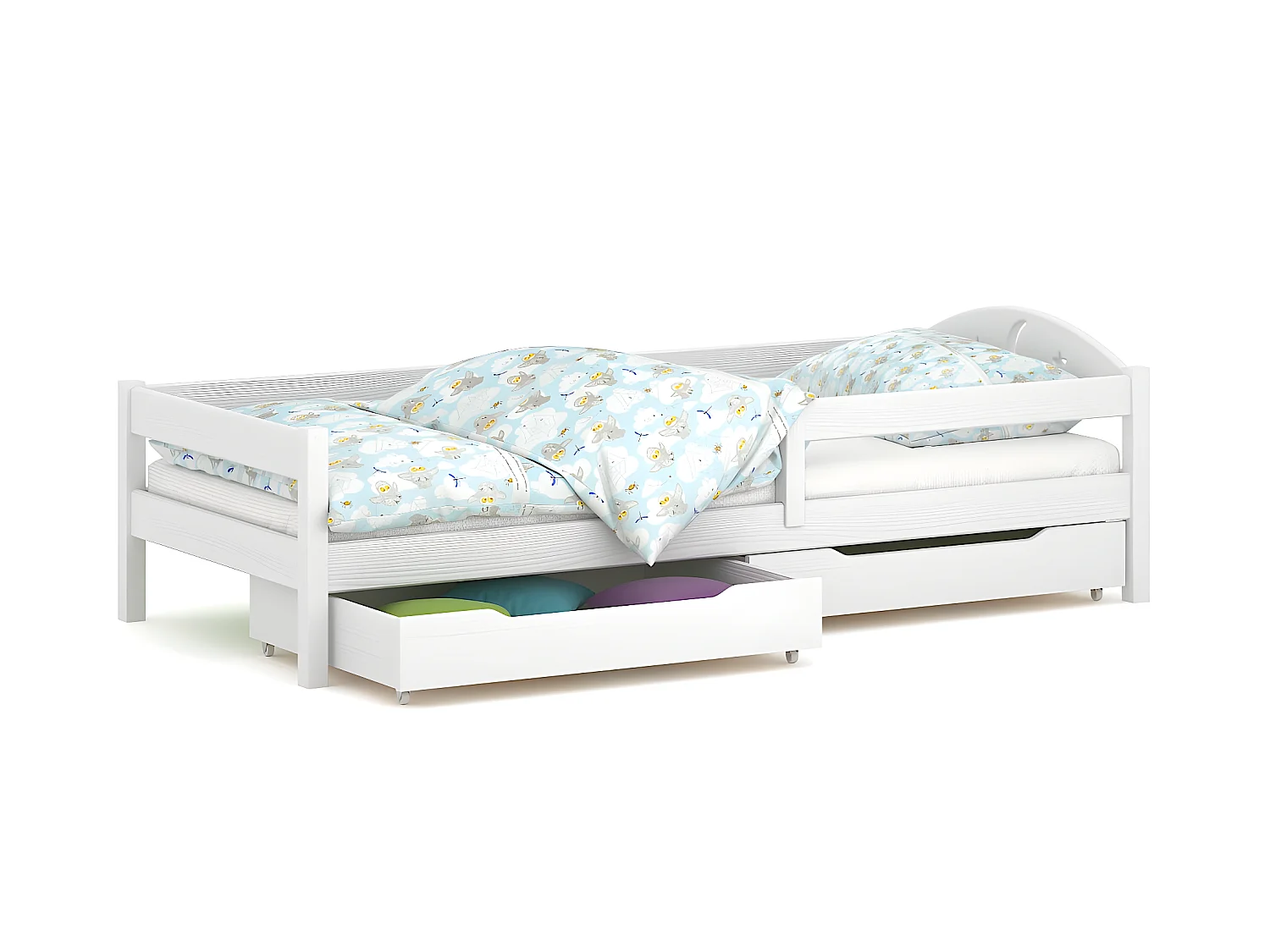 Lit simple en pin massif 180x80 Blanc