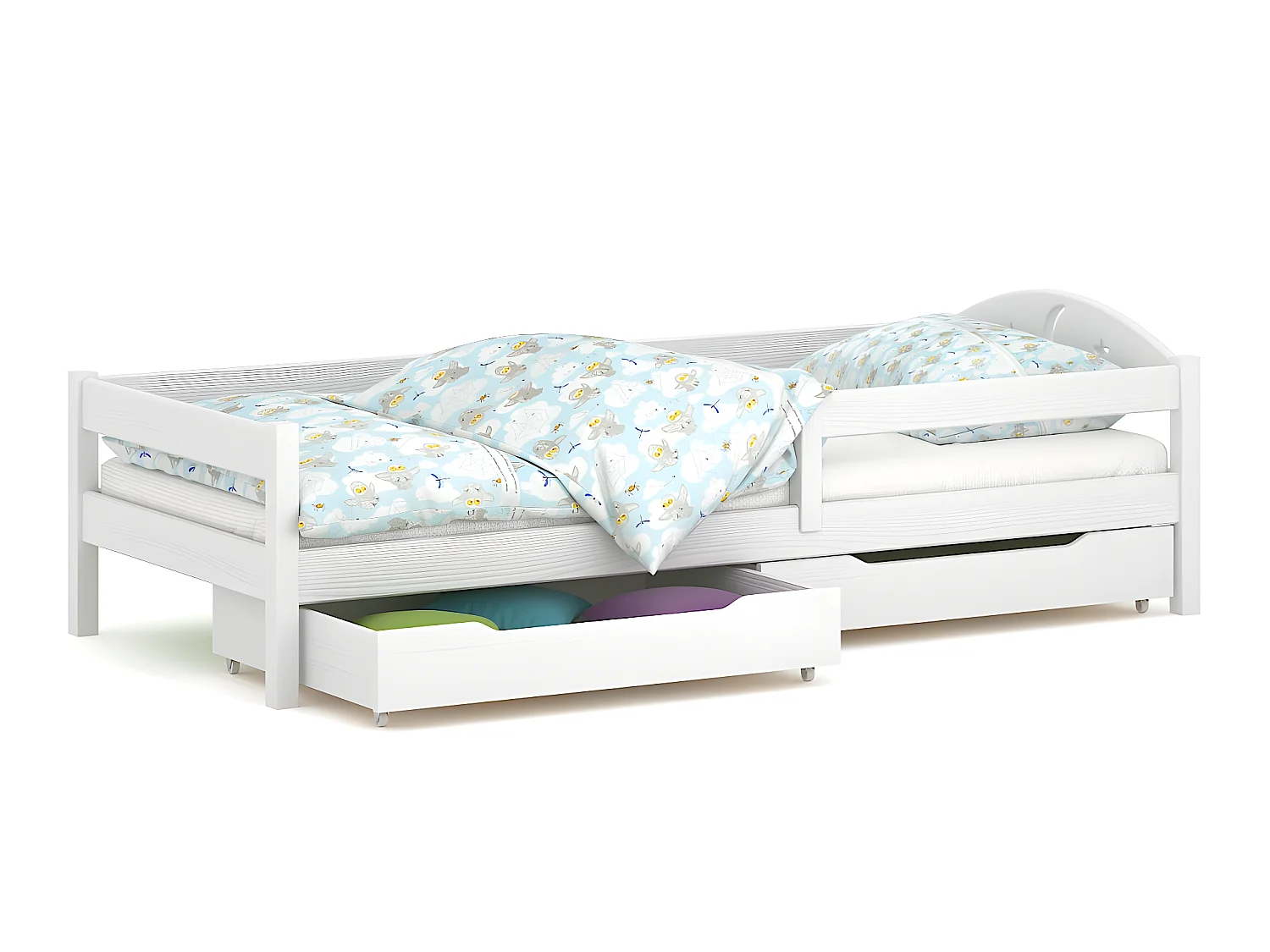 Lit simple en pin massif 180x80 Blanc