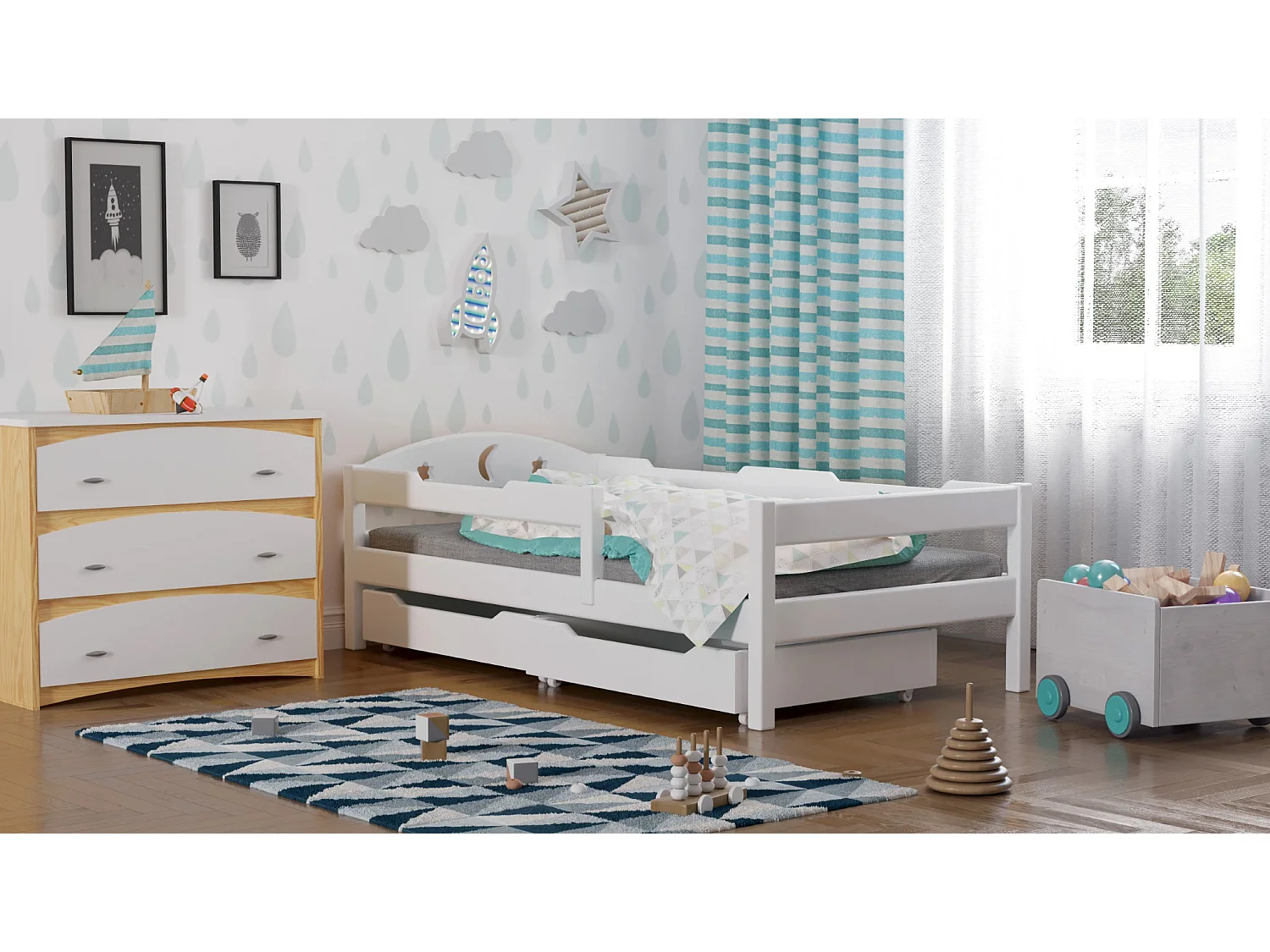 Lit simple en pin massif 180x80 Blanc