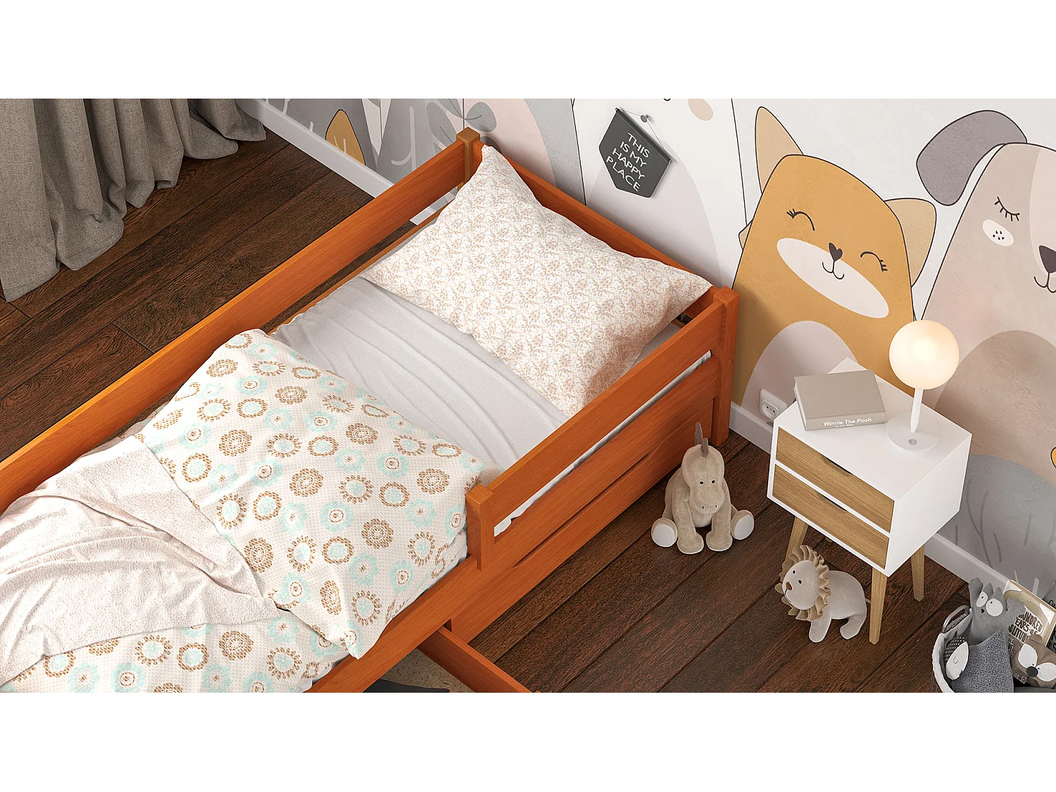 Lit simple en pin massif 200x90 Teck