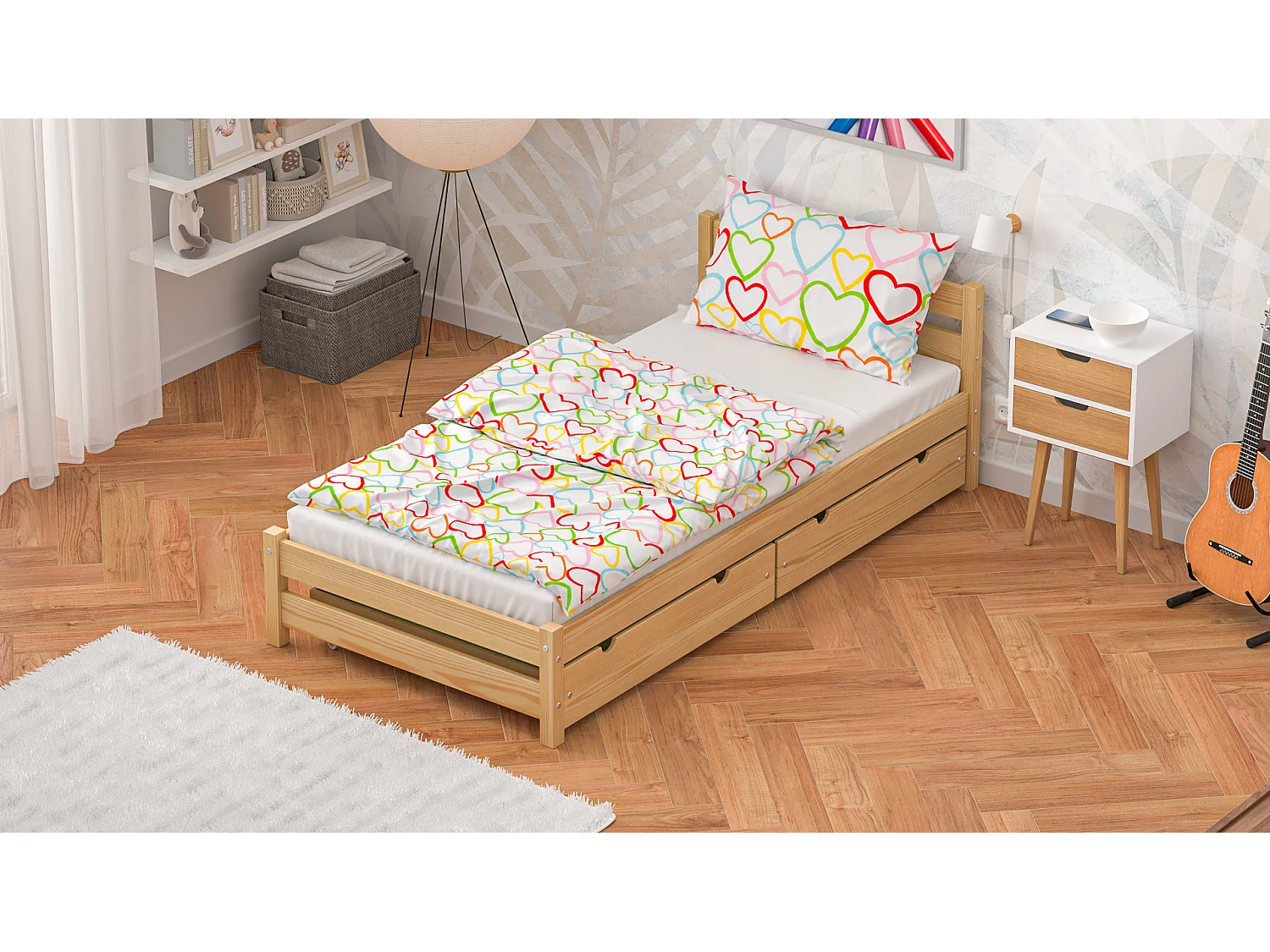 Lit simple en pin massif 190x90 Naturel