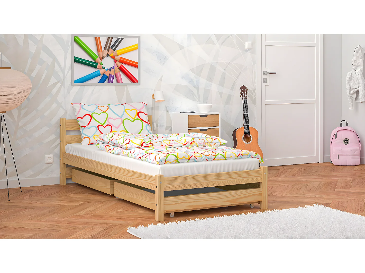 Lit simple en pin massif 190x90 Naturel