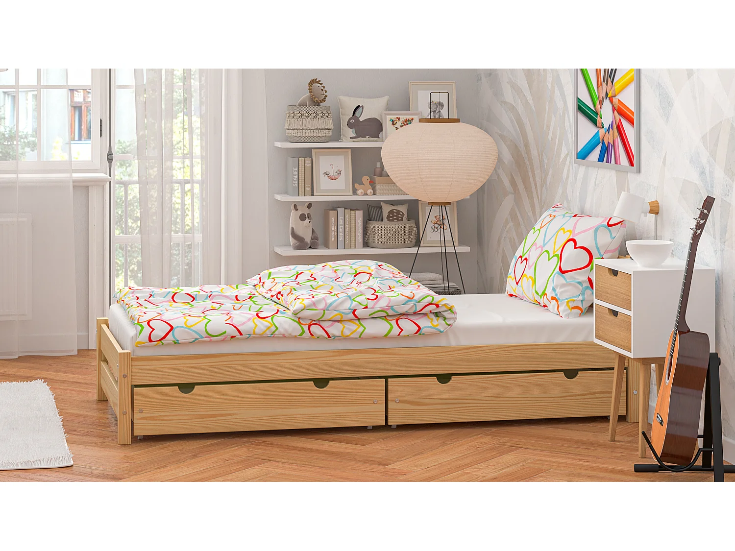 Lit simple en pin massif 190x90 Naturel