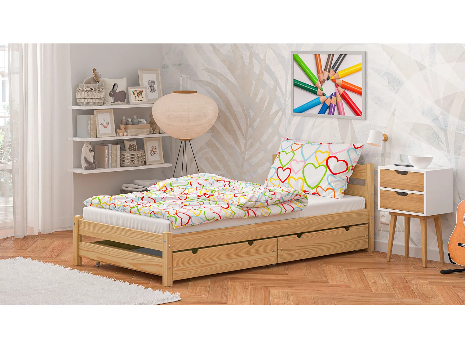 Lit simple en pin massif 190x90 Naturel